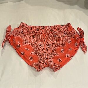 Paradised Orange Paisley Bandana Print Shorts Size Small